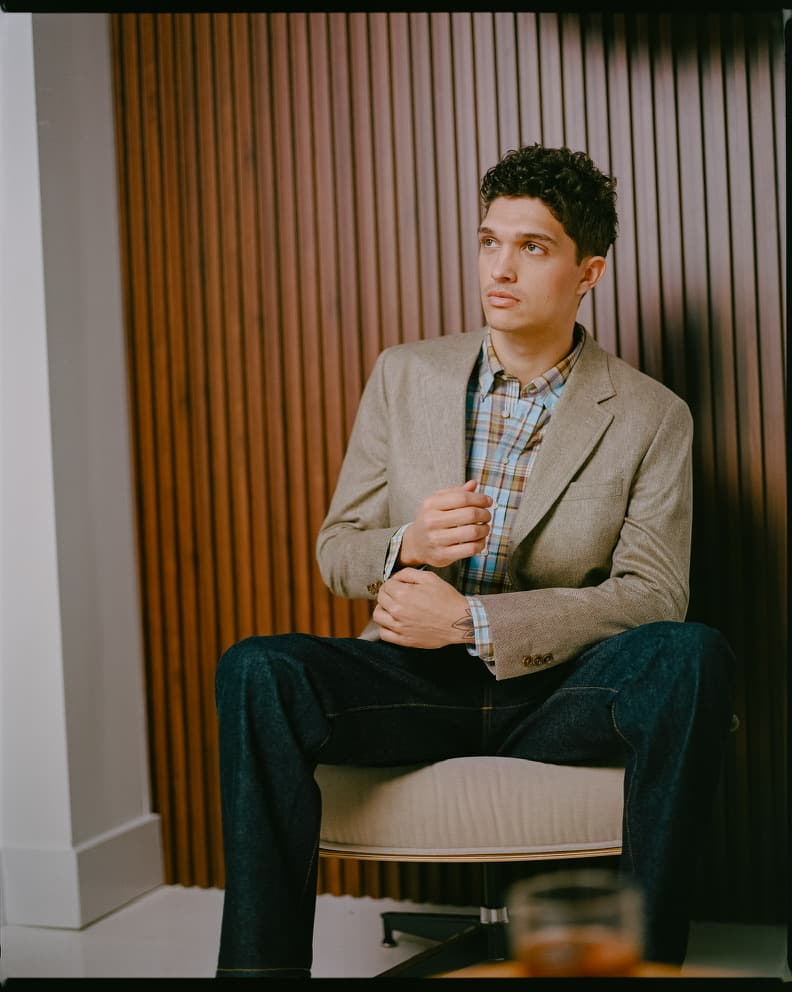 Linen blazer - wood panel