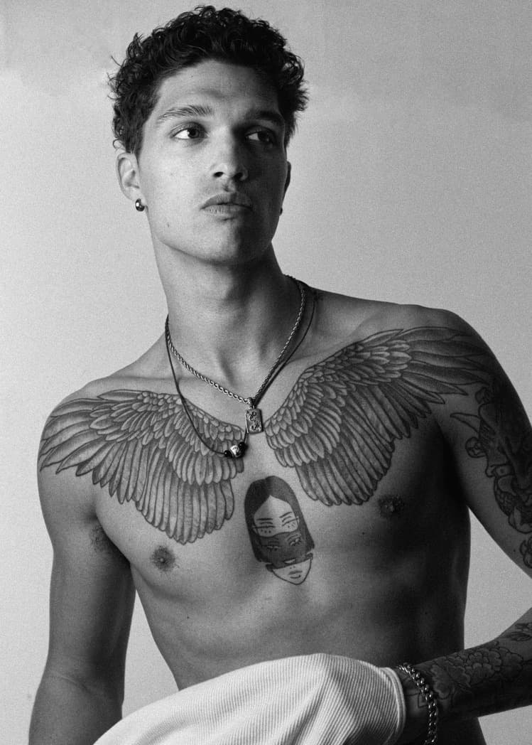 Black & white - chest tattoo